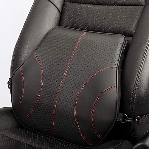 KOYOSO Cuscino Lombare Auto Cuscini per Schiena Lombare Supporto in Pelle Ergonomico Supporto Ammortizzatore Memory Cotone Nero