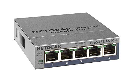Netgear GS105Ev2 Smart Managed Plus Switch, 5 Porte Gigabit Ethernet, Desktop