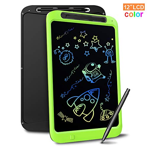 Richgv Tavoletta Grafica LCD Scrittura Digitale, 12 Pollici Colorato Elettronica LCD Writing Tablet, Lavagna Tavola da Disegno con Memoria di Blocco per Bambini Studenti,Famiglia,Ufficio (Verde)