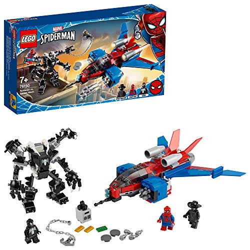 LEGO Super Heroes Spiderjet vs. Mech Venom, Playset con la Minifigura di Spider-Man Noir, 76150
