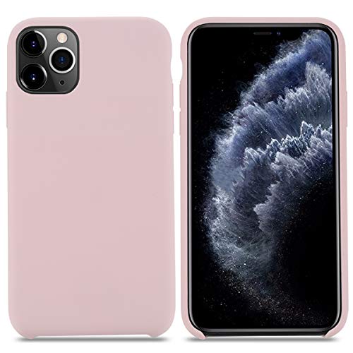 Cover iPhone 11 Pro Max,Custodia Silicone Liquido Antiurto con Fodera Microfibra Morbida Anti-Graffio Silicone Case Ultra Sottile Protettiva Cover per Apple iPhone 11 Pro Max.(6.5 inch,Rosa Sabbia)