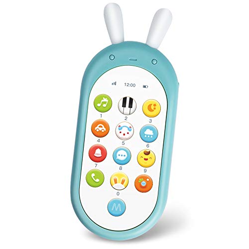 Richgv Baby Smart Phone, Ridi e Impara Giocattolo Elettronico Educativo Telefono, Apprendimento di Parole,Musica e Numeri per Bambini di età Superiore ai 6 Mesi (Blu)