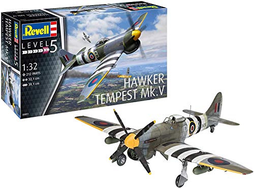 Revell- Hawker Tempest V Modellino Fedele all'originale per esperti, Colore Non Laccato, 03851