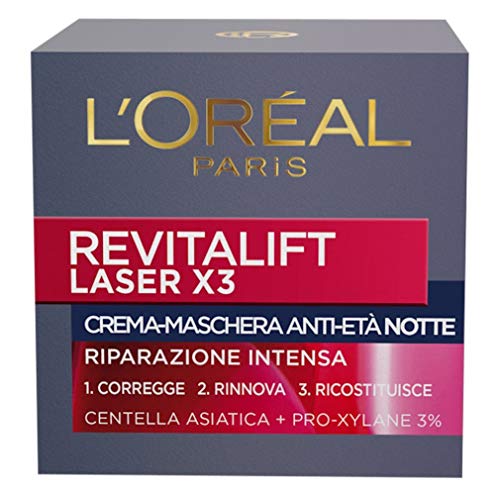 L'Oréal Paris Dermo Expertise Soin, Revitalift Laser X3 Crema-Maschera Anti-Età Notte, con Acido Ialuronico, 50 ml