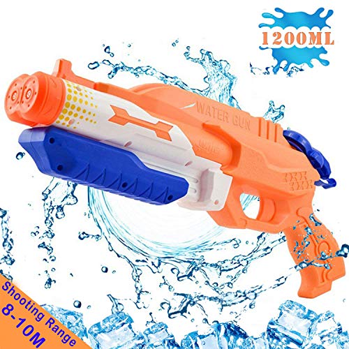 Addmos Pistola ad Acqua Fino a 10 m di Distanza Super Water Pistol Soaker 1.2L Serbatoio Doppio Power Up Outdoor Water Fighting Toy per Bambini Adulti