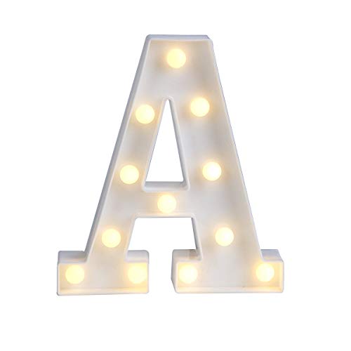 Lettere dell'alfabeto luminose a LED, luce bianca calda, decorazione per casa, feste, bar, matrimoni, festival. A