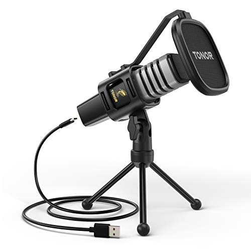 Microfono USB, TONOR Condensatore Computer PC Mic con Supporto per Treppiede, Filtro Pop, Supporto Shock per Gaming, Streaming, Podcasting, YouTube, Voice Over, Skype, Twitch, Discordia, TC30