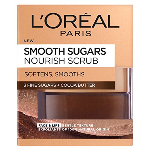 L'Oreal Paris Smooth Sugar Nourish Scrub viso e labbra al cacao, 50 ml
