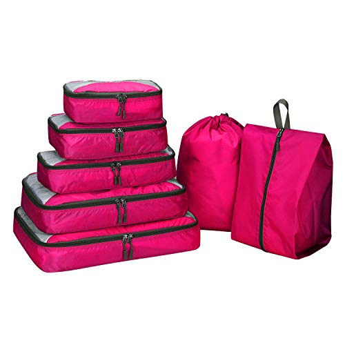 G4Free 3/6/7pcs Packing Cubes Organizzatore di Valigie Borsa Porta Abiti Pieghevoli Borsone per Scarpe Cubi da Imballaggio per Abbigliamento Bagagli Set da Viaggio