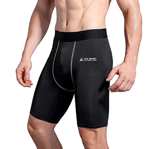 AMZSPORT Pantaloncini a Compressione Uomo Corsa Pantaloni Corta Ciclismo Baselayer Shorts (Nero, x-Large)
