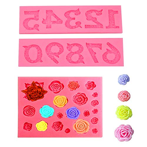 3 Pezzi Stampi in Silicone Caramelle Torta,Rose Silicone Stampo,Stampo per Caramelle,Strumenti da Forno per Fai-Da-Te,per Torte,Sapone,Cupcake,Caramelle,Cioccolatini,Gelatina,Cubetti di Ghiaccio