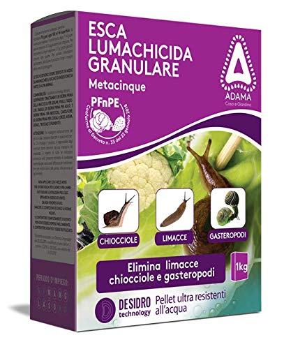 adama Esca LUMACHICIDA GRANULARE METACINQUE 1 kg Elimina limacce, lumache, chiocciole e gasteropodi