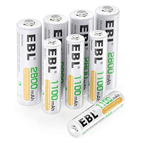 EBL 8pcs AA AAA Ni-MH Batterie Ricaricabili Combinate, Confezione 4 X 2800mAh AA Pile Ricaricabili & 4 X 1100mAh AAA Pile Ricaricabili