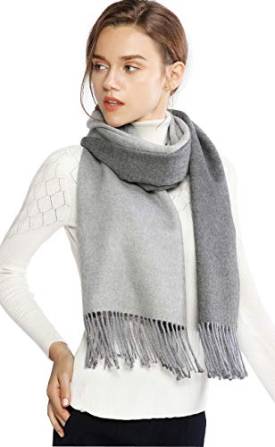 RIIQIICHY Donna Sciarpa Scialle Pashmina Invernale Elegante Lungo Morbida Rversibili Stole Avvolgere Grigio chiaro e grigio scuro