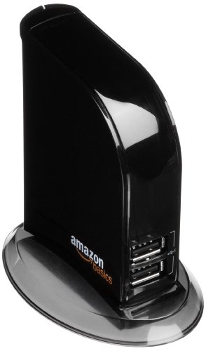 AmazonBasics - Hub USB 2.0 a 7 porte, con alimentatore da 5V e 4A