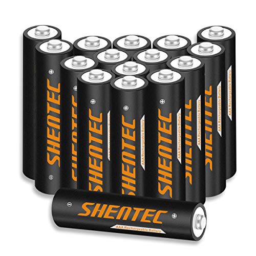 16 pezzi Shentec 1.2V 1000mAh AAA Batterie Ricaricabili con 1200 cicli,Pile Ricaricabili da Ni-MH con Comodo Astuccio
