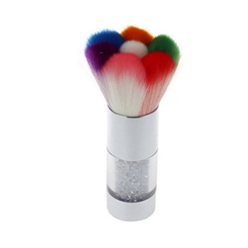 Fangfeen Nail Art Dust Brush Remover pulitore Arcobaleno Capelli del chiodo dei Capelli Spazzola del chiodo per Acrilico e chiodo UV Trucco Fondazione Gel Polvere Strass Colore Casuale