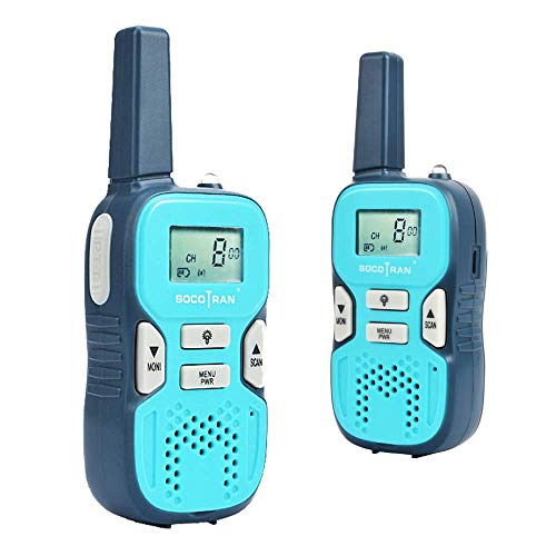 Walkie Talkies per Bambini, 8 Canali PMR446 2 Way Radio Walky Talky, Wolki Toki per Bambini Ricetrasmittenti LED Torcia, Funzione Suoneria e LCDRetroilluminata Display VOX, 2 Pezzi