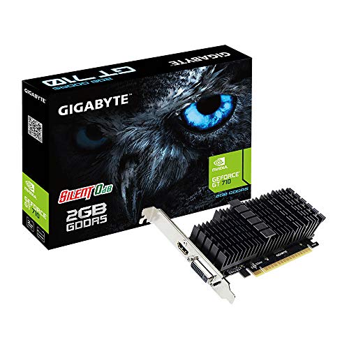 Gigabyte GeForce GT 710 2 GB GDDR5 scheda grafica silenziosa 0dB sistema di raffreddamento passivo a basso profilo