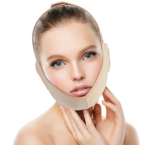 Maschera viso snellente, supporto per il collo Lift V Face Line Bendaggi Viso doppio mento Cura Cinture per la perdita di peso(L)