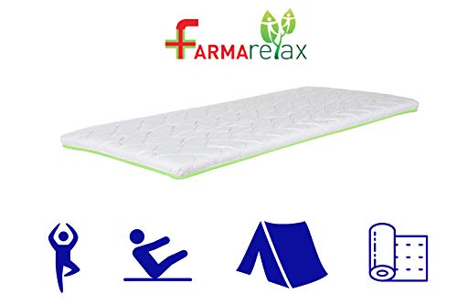 Farmarelax, Futon materassino, Campeggio e Sport, Supporto ergonomico, Singolo 80x190, Alto 6 cm, Arrotolabile, Supporto Ergonomico, Materasso da Terra, Yoga, Campeggio, Stretching