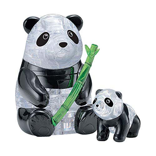 HCM Kinzel Crystal 59179-Puzzle 3D con coppia di panda, 51 pezzi, Colore grigio/nero, 59179