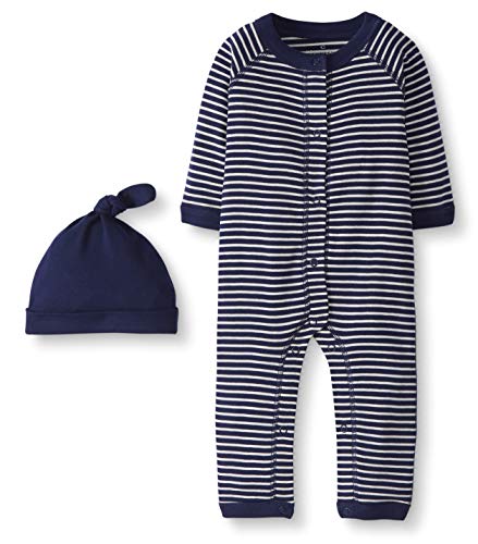 Moon and Back by Hanna Andersson Snap Front One Piece Coverall with cap Set Infant-And-Toddler-Layette-Sets, Dainty, 6-12 Months
