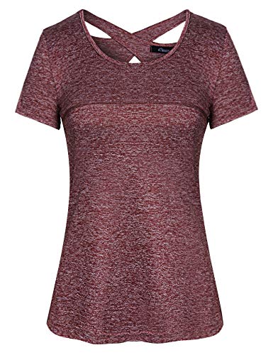 iClosam Maglietta Donna Manica Corta Fitness Traspirante Casual T Shirt Sport Women