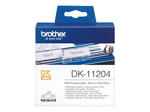 Brother DK-11204 Etichette Multiuso, Nero/Bianco, 400 Pezzi