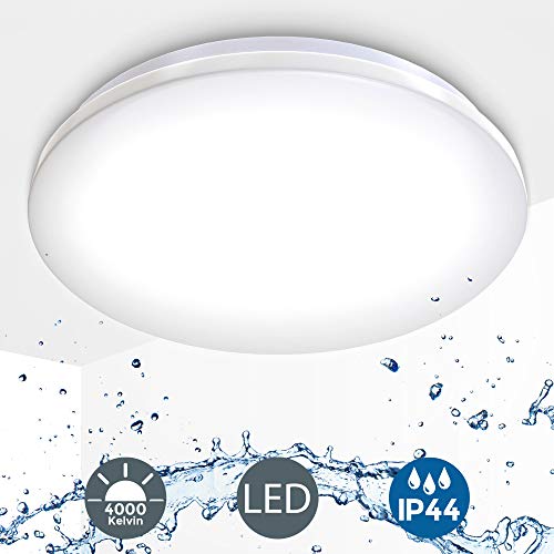 Plafoniera LED, lampada da soffitto o parete per bagno, luce bianca naturale 4000K, LED integrati 18W, 1600Lm, Ø38.2cm, lampadario resistente agli schizzi d’acqua IP44, moderna, plastica 230V