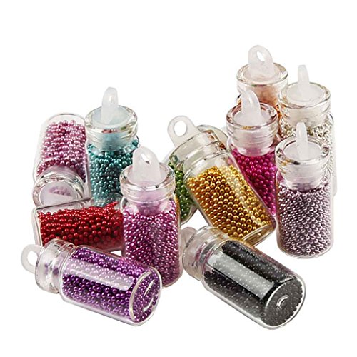 Fangfeen Fai da te manicure della decorazione Gel UV Strumenti Accessori 12 colori 3D Mini Perle di caviale Nails Art Glitters (colore casuale)