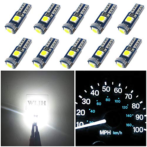 WLJH 10x T5 3-3030SMD Lampadina LED bianca pura Cruscotto cruscotto a grappolo 74 70 57 17