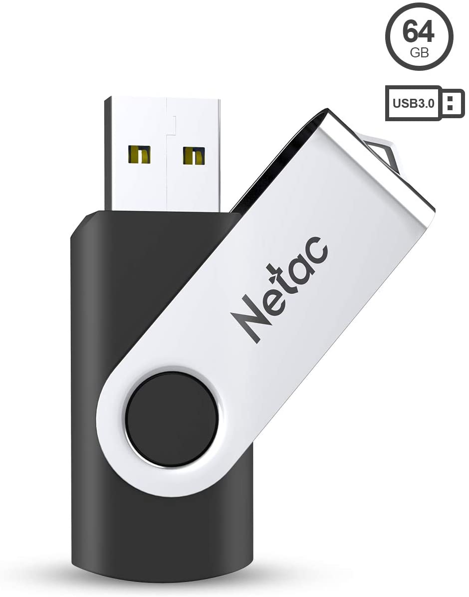 Netac 64G Chiavetta USB 3.0，Rotazione a 360 ° Pen Drive，USB Flash Drive velocità di Lettura Fino a 90 MB/s，Thumb Drive Memoria Stick