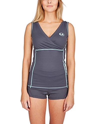 Ultrasport T-Shirt Funzionale Antibatterica Fitness per Donna con Funzione Quick Dry, Grey/Mint, S