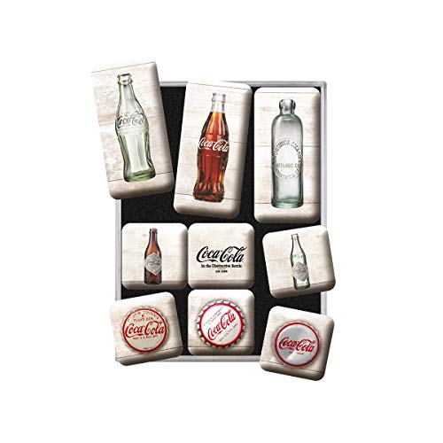Nostalgic-Art Set di Magneti Vintage Coca-Cola – Bottles – Regalo per Amanti della Coke, Decorazione del Frigorifero, Design nostalgico, 9 Pezzi