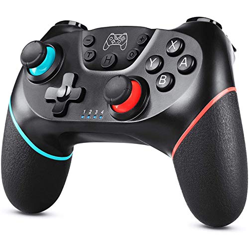 Zexrow Controller per Nintendo Switch, joystick per gamepad Bluetooth senza fili con turbo regolabile, doppia vibrazione e funzione giroscopio ,nero