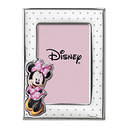 Disney Baby - Minnie Mouse - Cornice Porta Foto in Argento con dettagli dipinti a Colori da Tavolo o Comodino per la Cameretta del Bambino perfetta come Idea Regalo Battesimo o Compleanno