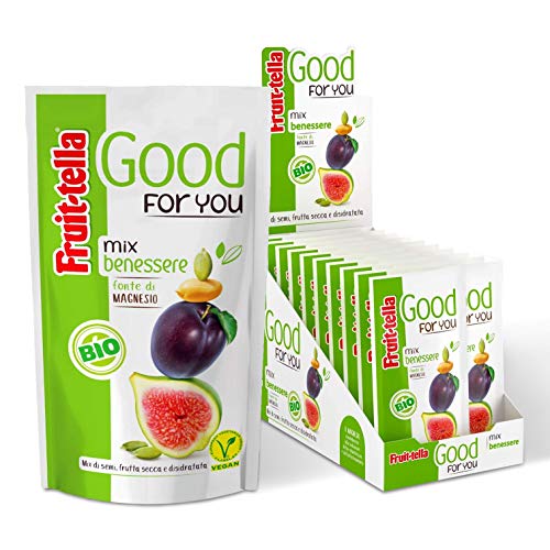 Fruittella Good For You Mix Benessere Bio, Mix di Frutta Secca, Frutta Disidratata e Semi Biologico, Fonte di Magnesio, Formato Scorta da 20 Snack Monodose da 35 gr