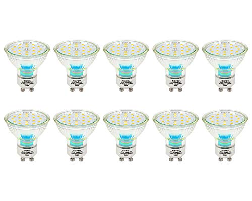EISFEU GU10 Lampadine a LED, Lampadine a Risparmio Energetico, Luce Senza Sfarfallio, 600 Lumens, 3000K Luce Bianca Calda, Confezione da 10