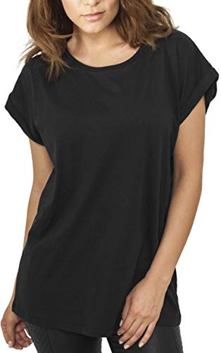 Urban Classics Ladies Extended Shoulder Tee Maglietta a Maniche Corte, T-Shirt Oversize con Spalle Scoperte, 100% Cotone Jersey, Abbigliamento Casual, Nero, XXL Donna