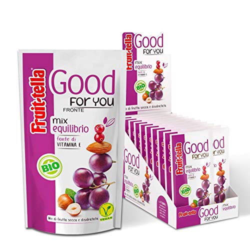 Fruittella Good For You Mix Equilibrio Bio, Snack di Frutta Secca e Disidratata Biologico, Fonte di Vitamina E - 20 Pacchetti Monodose da 35 gr