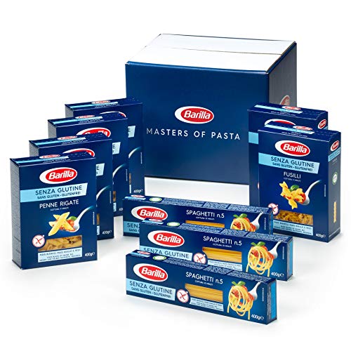 Barilla Pasta Senza Glutine Variety Pack, 9 Pacchi di Pasta Senza Glutine Assortiti, Penne Rigate, Fusilli, Spaghetti, 3.6 kg (9 x 400 g)