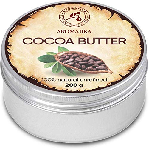 Burro di Cacao 200g - Theobroma Cacao (Cocoa) Seed Butter - Burkina Faso - Burro di Cacao non Raffinato e Puro al 100% - Idratante e Protettivo - Cura di Capelli - Viso e Corpo - Antirughe