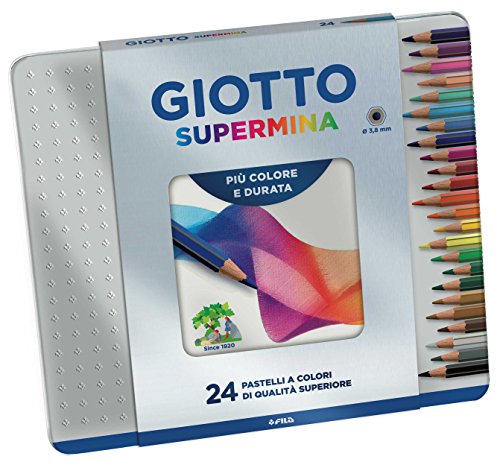 Giotto 236800 - Supermina Scatola Metallo 24 Pastelli Colorati, Multicolore