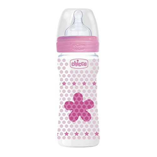 Chicco 00020623100000 Benessere Plastica Bambina Biberon, Silicone, Flusso Medio, 250 ml, Rosso