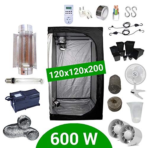 Kit Coltivazione Indoor 600W HPS Cooltube Protube - Grow Box 120x120x200 - Alimentatore Agrolite 2