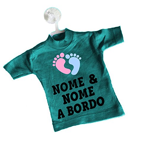 Sorrydenti mini t-shirt magliettina ventosa auto macchina vettura bimbo bimba bebè a bordo fratelli bambina bambino (Turchese)