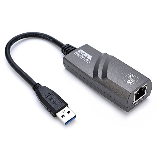 Yizhet Adattatore di Rete USB Super Speed USB 3.0 a RJ45 10/100/1000 Gigabit Ethernet per PC o Portatile di Windows 10, 8, 7, XP, Vista, Mac OS, Linux (Nero) (Adattatore USB 3.0)