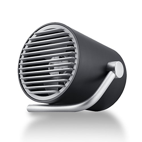 Fancii Mini Ventilatore da Tavolo USB con Turbo a Doppia Elica e Tecnologia a Ciclone Silenzioso per la Circolazione dell'Aria per Casa, Ufficio e Viaggi (Nero)