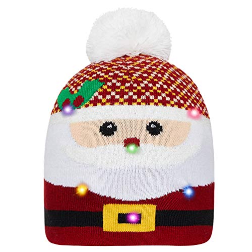 AIDEAONE Regalo di Natale Light Up Hat novità Divertente Cappello LED Cappello a Polsino Lavorato a Maglia Lampeggiante Accendi Berretti a Maglia